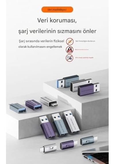 Type-c To Type-c Data Blocker - Veri Engelleyici Mor Otgbc