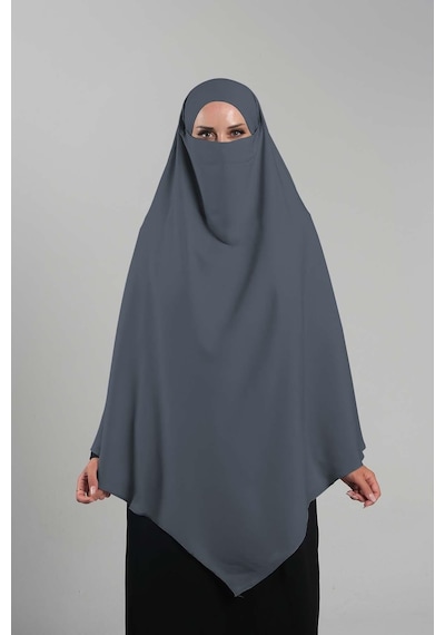 Hürrem Bone Antrasit Pratik Hazır Geçmeli Tesettür Eşarp Krep Bağcıklı Çift Katlı Sufle Hijab 2314 25 Antrasit