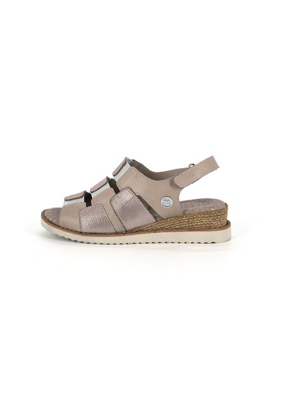 Mammamia D26ys-5035 Kadın Hakiki Deri Günlük Casual Sandalet Krem