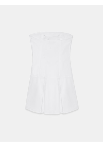 Dilvin 90593 Düğmeli Straplez Kot Elbise-beyaz