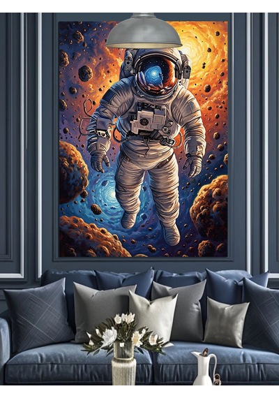 Astronot Uzay Yürüyüşü Manzarası Dekoratif Kanvas - Mdf Ahşap Tablo
