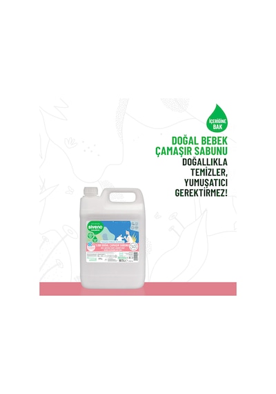 Siveno %100 Doğal Bebek Çamaşır Sabunu Kendinden Yumuşatıcılı Bitkisel Deterjan Vegan 5000 ml
