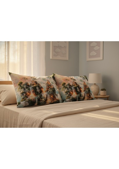 Artunhome Poplin Dijital Baskılı Yastık Kılıfı Seti 2 Adet 50x70 Cm %100 Pamuk Art20120043 Çok Renkli