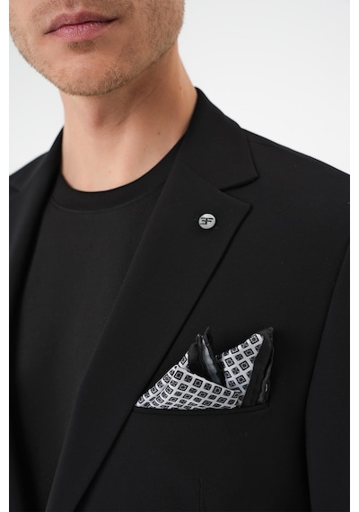Efor Slim Fit Mono Yaka Fleto Cepli Çift Yırtmaçlı Casual Siyah Ceket C 710 Siyah