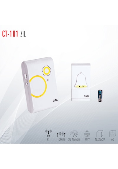 Kablosuz Uzaktan Kumandalı Kapı Zili Ve Hasta Çağrı Cihazı-cata Ct-101