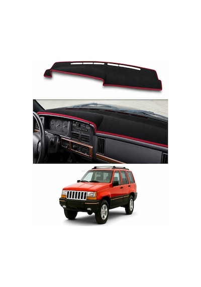 Jeep - Grand Cherokee 1992-1998 Uyumlu Torpido Koruma Kılıfı - Kırmızı Şeritli