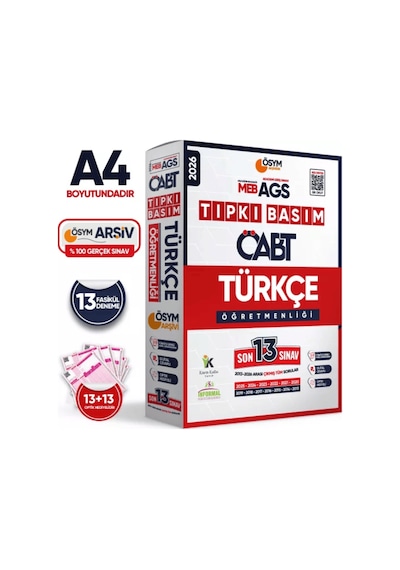 2026 MEB-AGS ÖABT Türkçe Öğretmenliği ÖSYM Tıpkı Basım 13lü Deneme Paketi Dijital Cevaplı