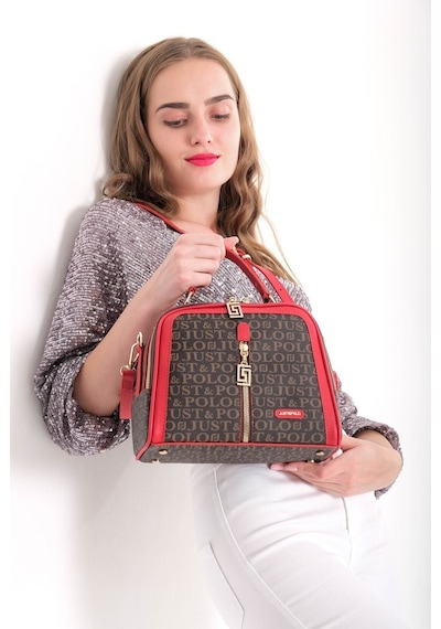 Just Polo Vegan Deri Premium Ürün Çok Bölmeli Kadın Omuz Çantası 02057 Kırmızı 09685090