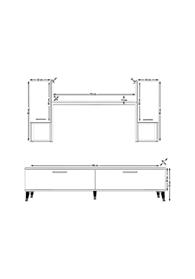 Decoraktiv Eko 5da Mdf Std Silver Tv Ünitesi Tv Sehpası Pera - Siyah