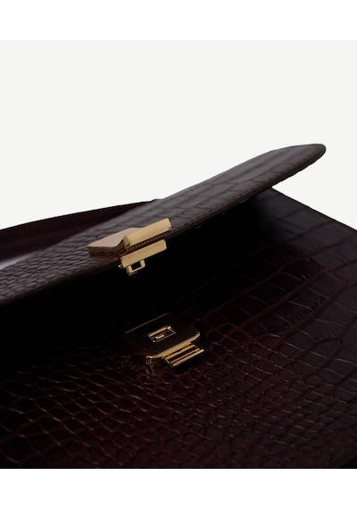 Yargıcı Kroko Baskılı Deri Çapraz Çanta 26kkcn3056x 016 Bordo