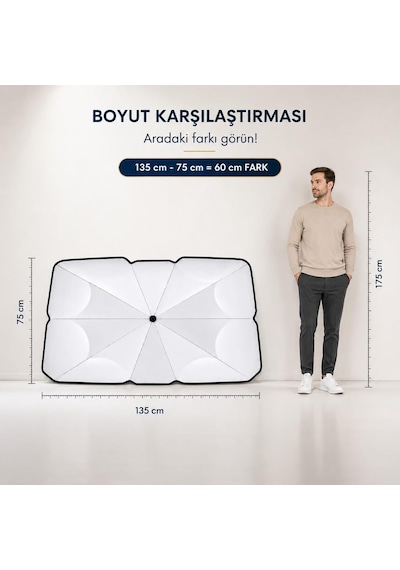Transformacion Şemsiye Tipi Araç Güneşliği, Katlanabilir Oto Ön Cam Güneşlik, 10 Telli Uv Korumalı 723210