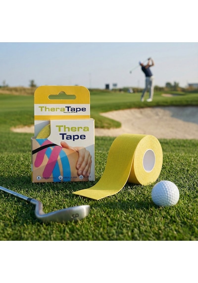 Thera Tape Kinesio Sporcu  Bandı Yüz & Vücut Uyumlu Kinezyo Bant Sarı 5 CM x 5 M