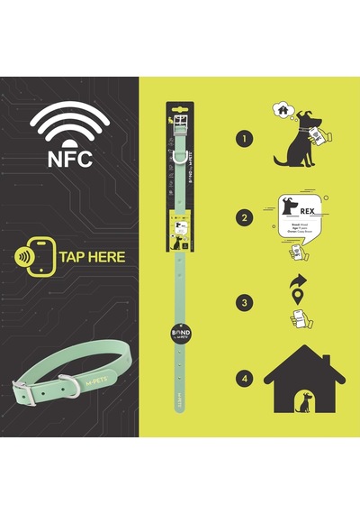 M-pets Bond Nfc Sistemli Silikon Boyun Tasması M Yeşil Çok Renkli