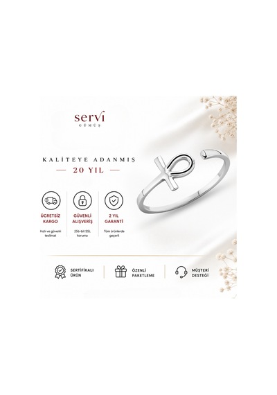 Servi 925 Ayar Gümüş Sacred Ankh Yüzük-11