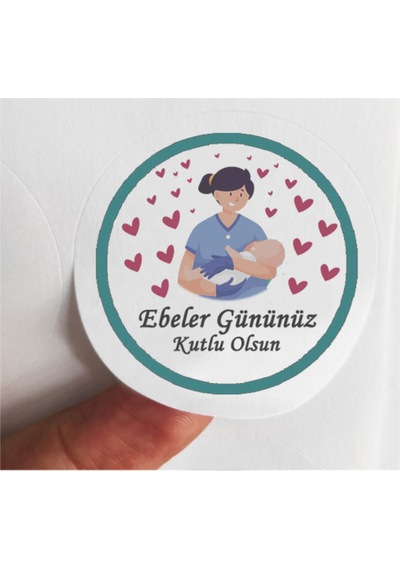 48 Adet 4 Cm Ebeler Gününüz Kutlu Olsun Baskılı Mat Etiket Sticker -4