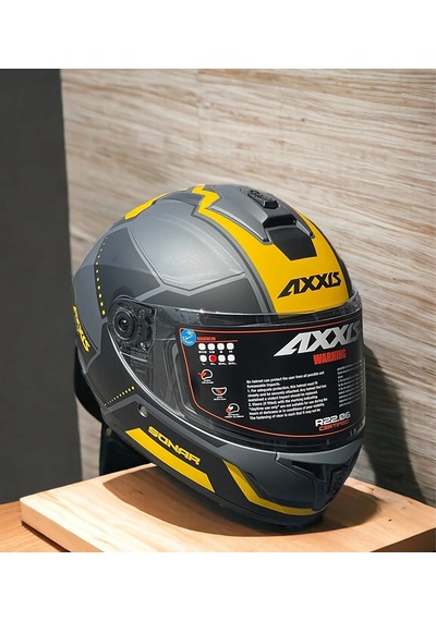 Axxis Draken S Sonar C3 Kapalı Motosiklet Kaskı Mat Sarı