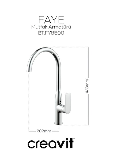 Creavit Faye Lavabo Banyo Eviye Bataryası 3'lü Set FY1500-FY2500-FY8500 Krom