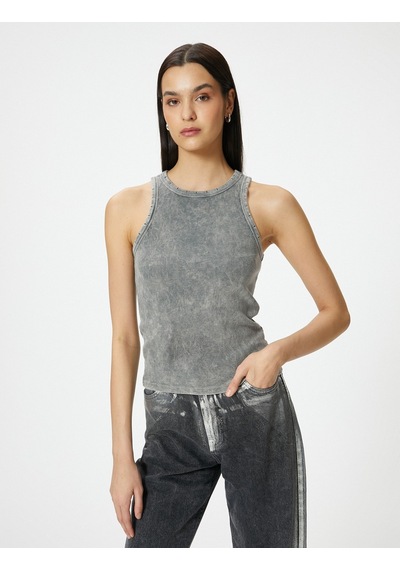 Koton Fitilli Atlet Halter Yaka Basic Soluk Efektli Gri 4sak10263ek 4SAK10263EK031
