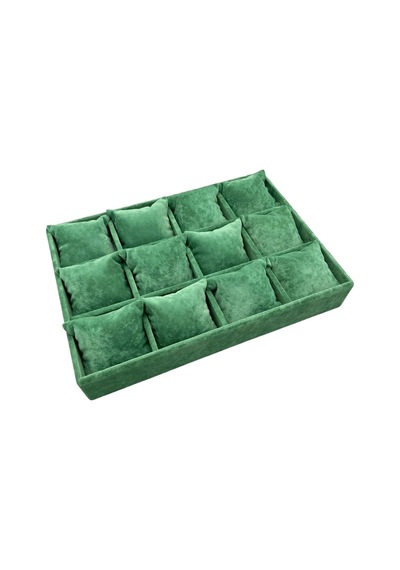 Tokyo Model Süet Kumaş Yeşil Renk 34/24 Cm Yastıklı Çekmece Içi Saat Ve Takı Kutusu