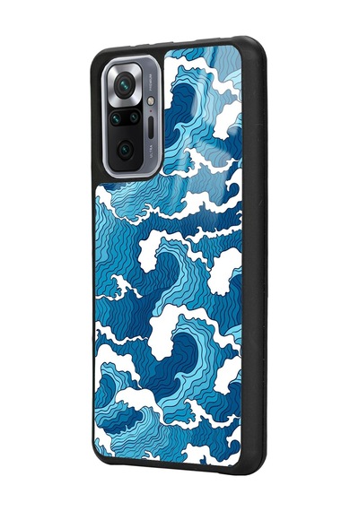 Xiaomi Redmi Note 10 Pro - Max Mavi Dalga Tasarımlı Glossy Telefon Kılıfı Çok Renkli