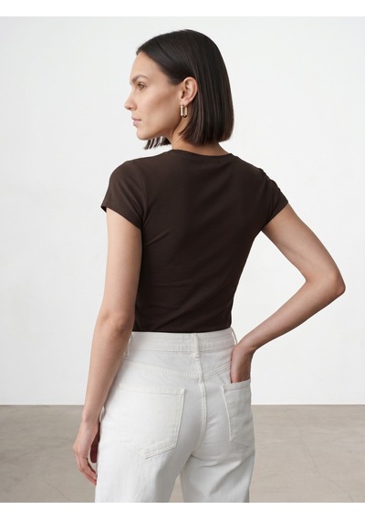 Dilvin 32799 V Yaka Top-koyu Kahve