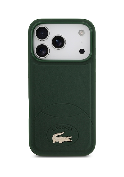 Apple Uyumlu iPhone 17 Pro Kılıf Lacoste Lisanslı M-safe Şarj Özellikli Pu Deri Metal Logolu Kapak Yeşil Yeşil