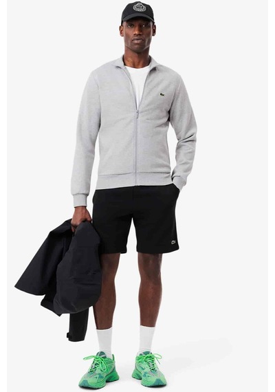 Lacoste Men's Full Zip Hoodie Sweatshirt Erkek Kapüşonlu Tam Fermuar Sweatshirt Gri
