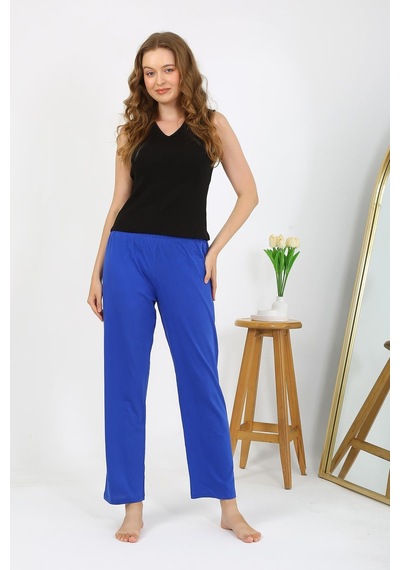 Akbeniz Kadın Penye Düz Tek Alt Pijama 27538 Sax Saks