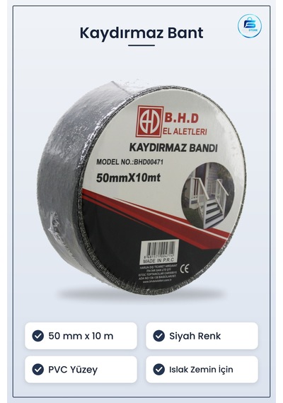 Kaydırmaz Bant 50 Mm X 10 M Siyah Merdiven Rampa Basamak Islak Ze