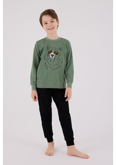 Rolypoly Erkek Çocuk Uzun Kol Pijama Takım K.yeşil-1737 Yeşil