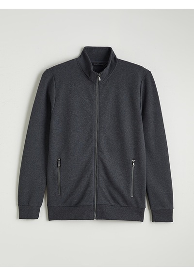 Lcwaıkıkı Classic Antrasit Standart Kalıp Dik Yaka Erkek Fermuarlı Sweatshirt