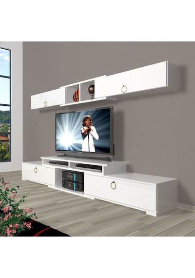 Decoraktiv Flex 5130 Mdf Gold Tv Ünitesi Tv Sehpası Beyaz