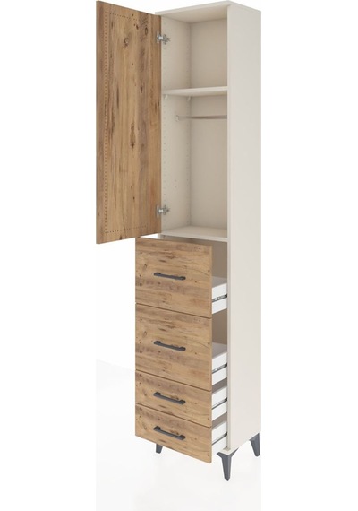 Arges Dolap 2 Raflı 4 Çekmeceli Tek Askılı 44x30x221 Aytaşı-çam Aytaşı