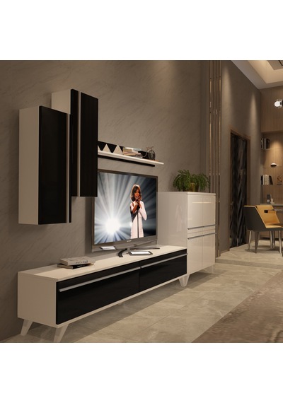 Decoraktiv Eko 6 Mdf Std Retro Tv Ünitesi Tv Sehpası Beyaz - Siyah