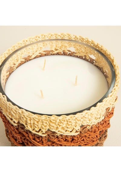 Boho Chic Tığ İşi Kokulu Mum 12x13 Cm Natural