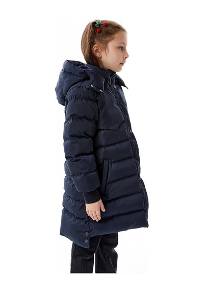 Kız Çocuk Kapüşonlu Kışlık Şişme Mont 51356 Lacivert