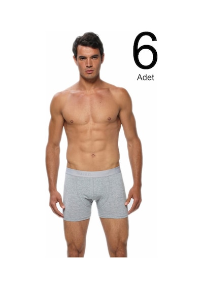 Gümüş 6'Lı Paket Likralı Erkek Boxer