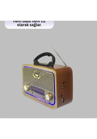 Nostalji Bluetooth Radyo Fm Am Sw Ahşap Eskitme Tasarımlı Led Aydınlatmalı