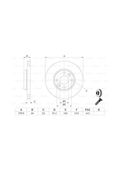 Renault Megane 2 Ön Fren Diski 1.4 16V 260 Mm 2003-2009 Bosch