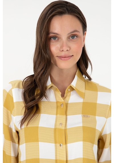 U.s. Polo Assn. Kadın Koyu Sarı Gömlek Desenli 50291096-vr094 Koyu Sarı