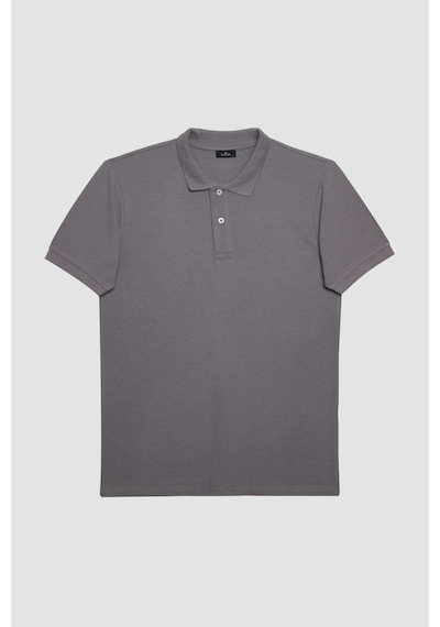 Tudors Erkek Slim Fit Dar Kesim Pamuklu Yumuşak Doku Nefes Alan Kumaş Kıvrılmaz Yaka Gri Polo Yaka Tişört-31687-gri Gri