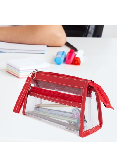 Vukı Kalem Cantası 3 Bolme Derı+pvc Kır Vk-0119-02