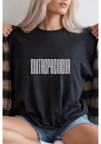 Freedom Store Unisex Oversize 24/1 Penye Dtf Baskılı Tişört - Dtf297 Siyah