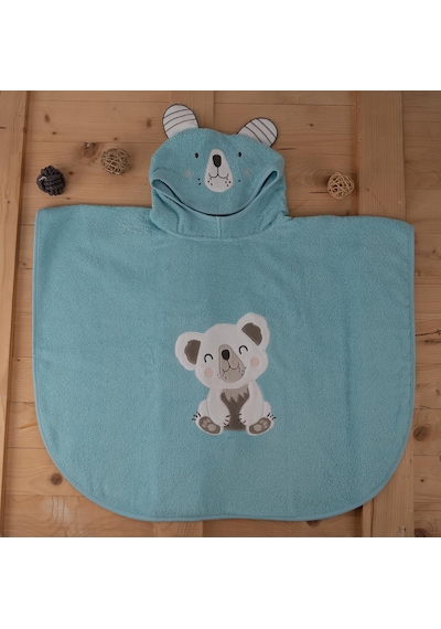 Sevimli Koala Desenli Kapüşonlu Bebek & Çocuk Panço Havlu Standart