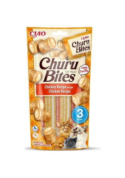 Churu Bites - Kedi Elinizden Beslenmek İçin Davranır - Kremsi Dolgulu Çıtır Çantalar - Tavuk
