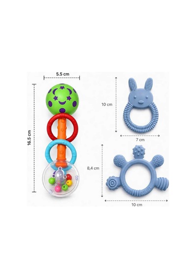 3lü Çıngıraklı Diş Kaşıyıcı Set Lacivert