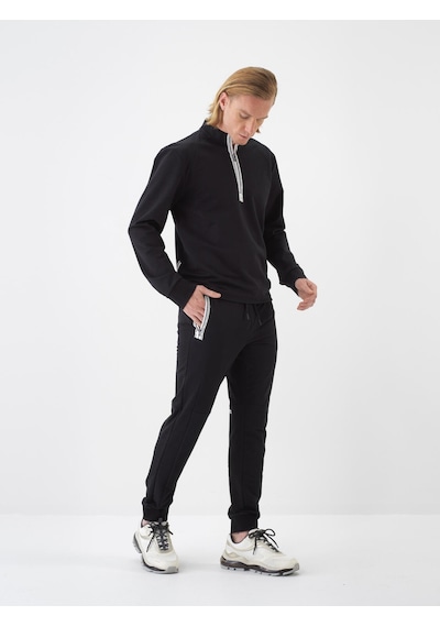 Xint Siyah Pamuk Dokulu Slim Fit Sweat Pantolon 380213