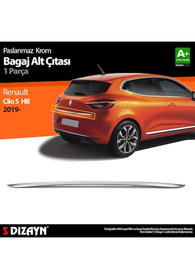 S-dizayn Renault Clio 5 Krom Bagaj Alt Çıtası 2019 Üzeri