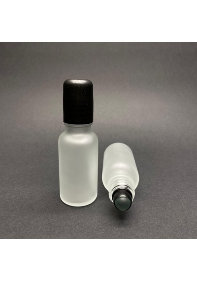 20 Ml Buzlu Cam Roll On Şişesi, Siyah Kapaklı Cam Esans Şişesi 20 Cc X 3 Adet