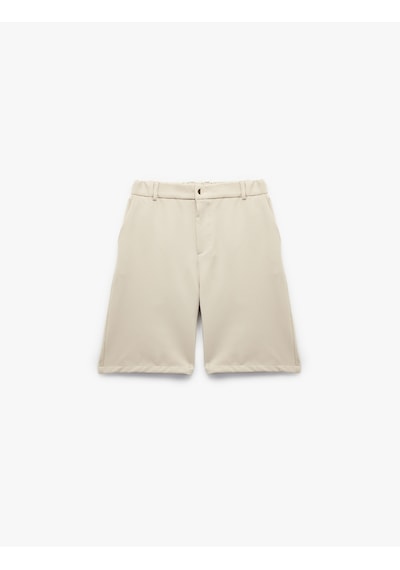 Koton Düğmeli Bermuda Oversize Chino Şort Bej 5sam40137hw Ekru